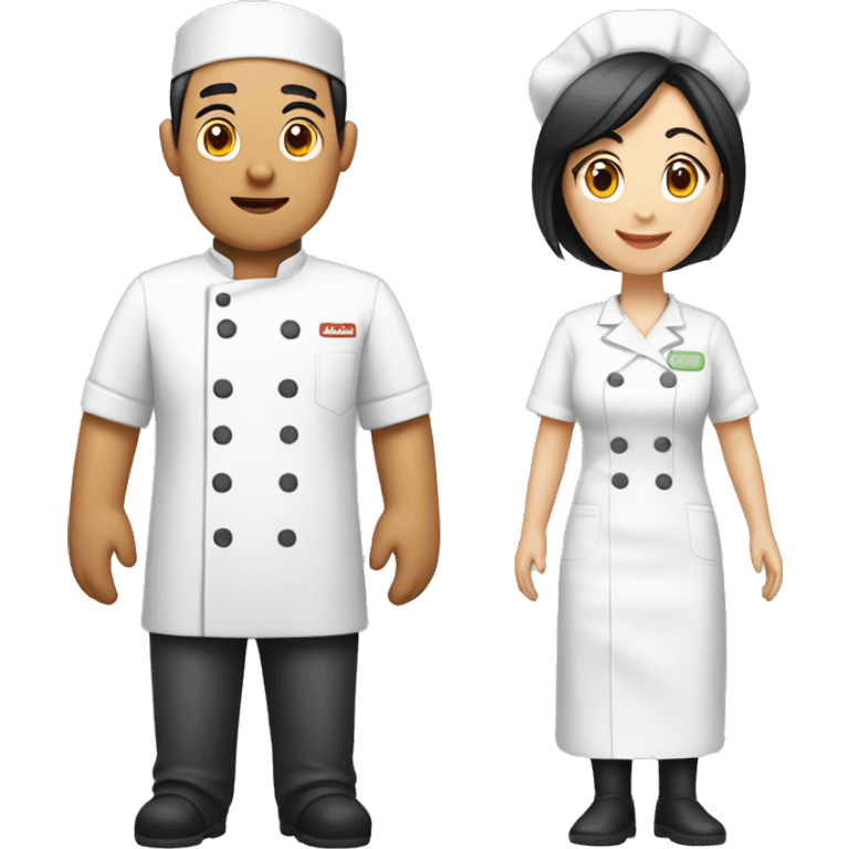 Asian couple: a male chef and a female nurse emoji