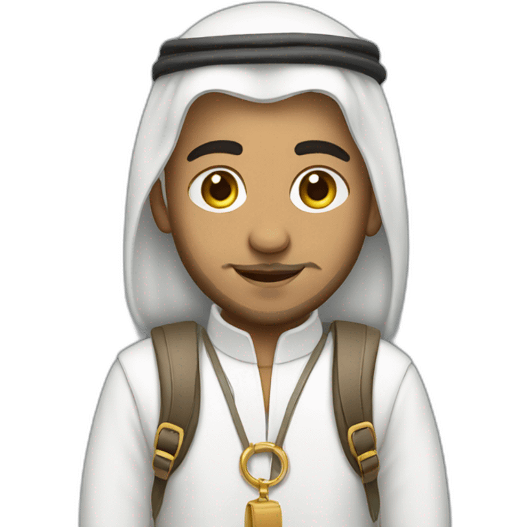 Arab wearing traditional white clothes with a backpack emoji