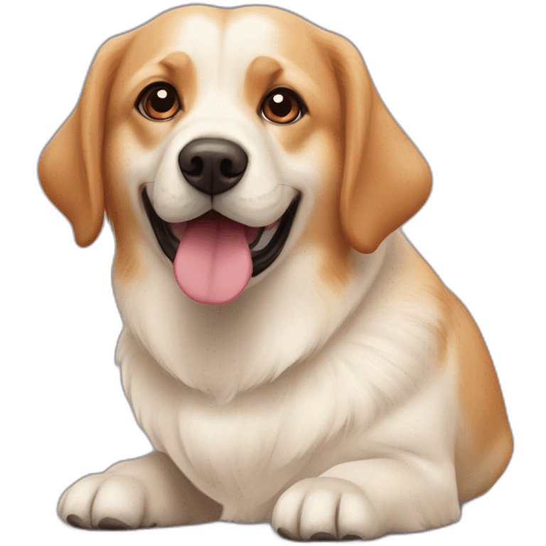 big white labrador and ginger pekingese corgi emoji