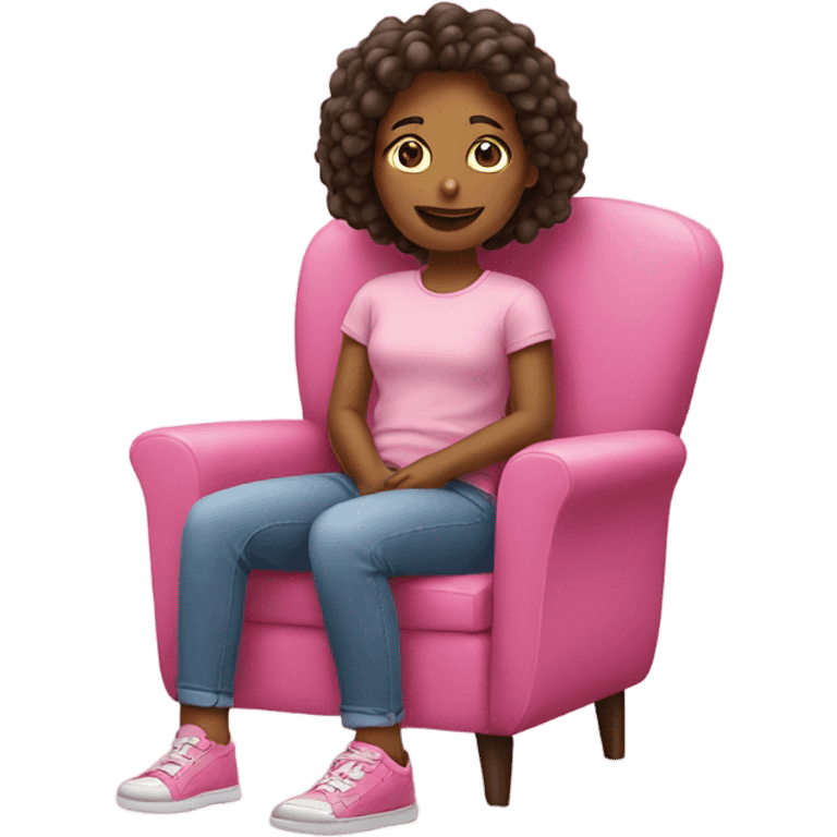 A girl Stting on a pink chair emoji