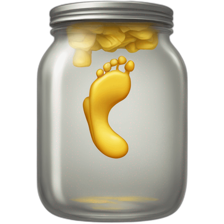 an empty glass jar squeezed +in-between human feet,-inside,-in-the-jar,-nsfw,-genitals emoji