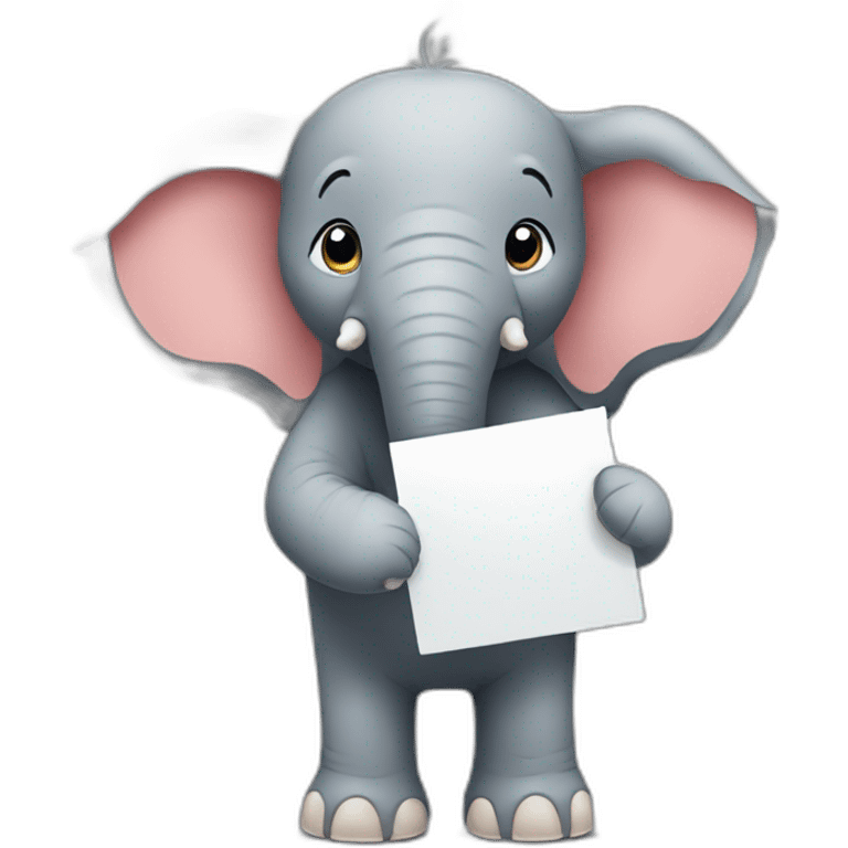 elephant holding a sign with "#1 Fan" on it emoji