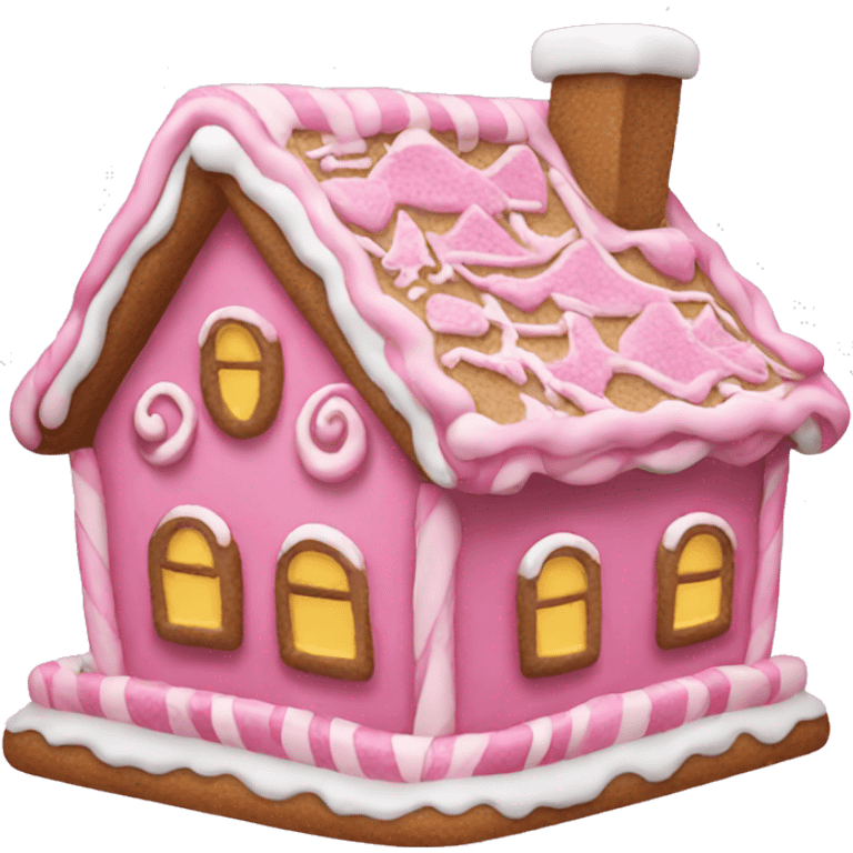 A pink gingerbread house emoji