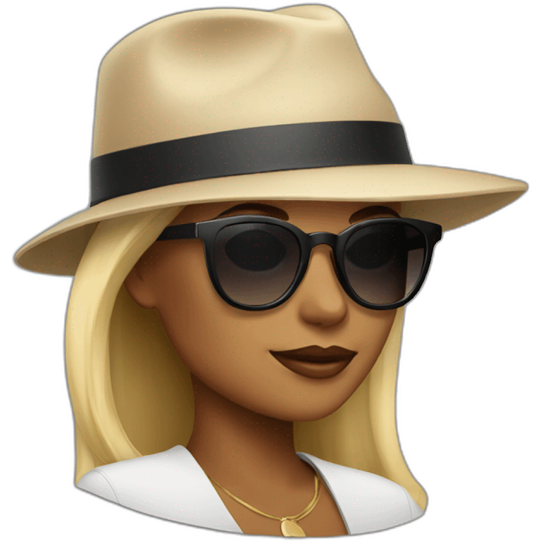 woman wearing shades and hat emoji