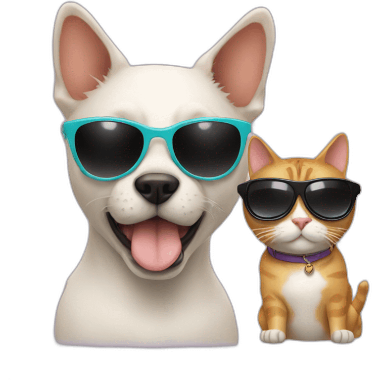 Cat with sunglasses and dog with sunglasses  emoji