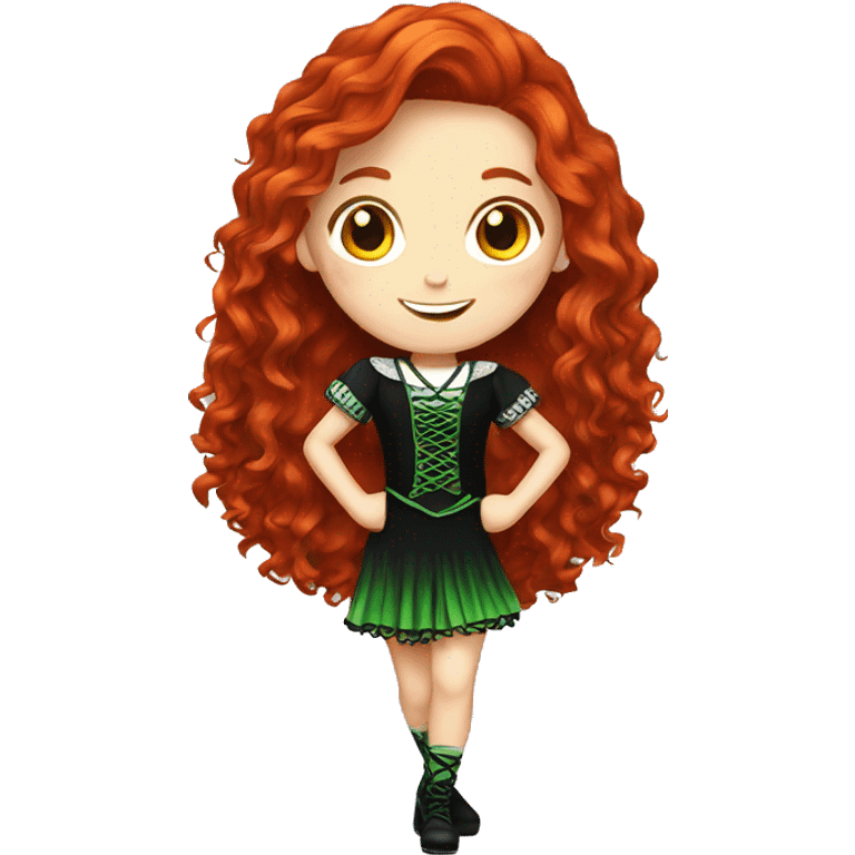 A girl with red hair irish dancing emoji