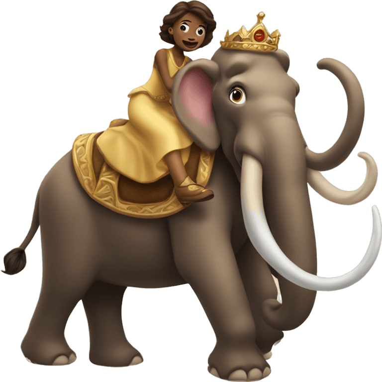 Princess riding a cute Mammoth  emoji