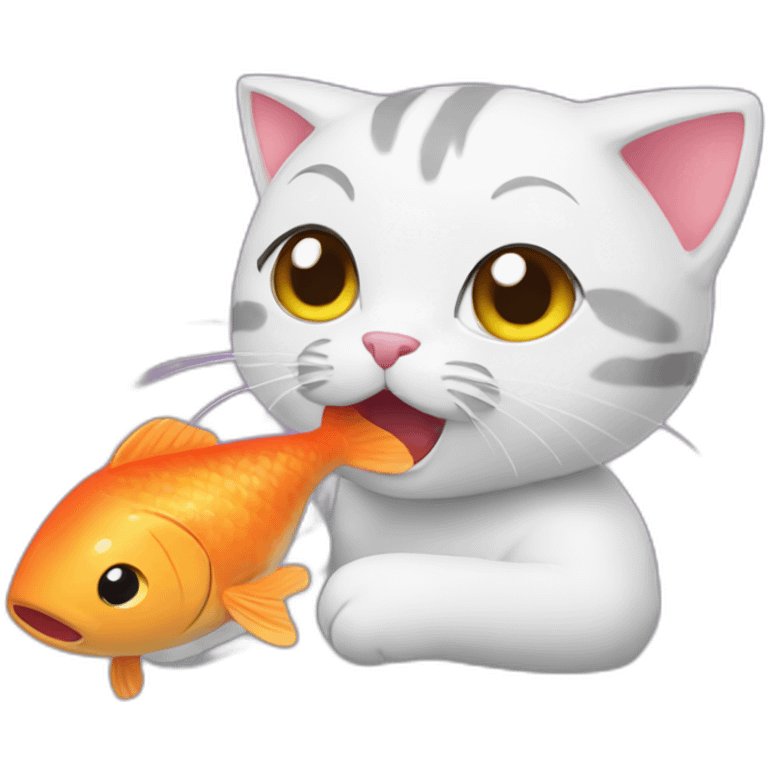 kitty eating fish emoji