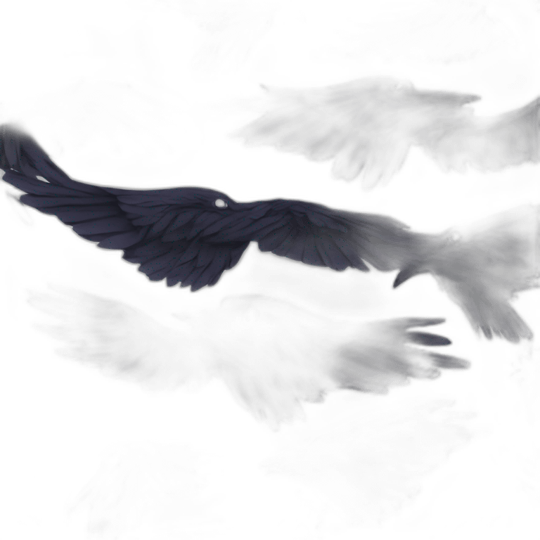 A raven's wing, elegantly folded, symbolizing knowledge and protection emoji