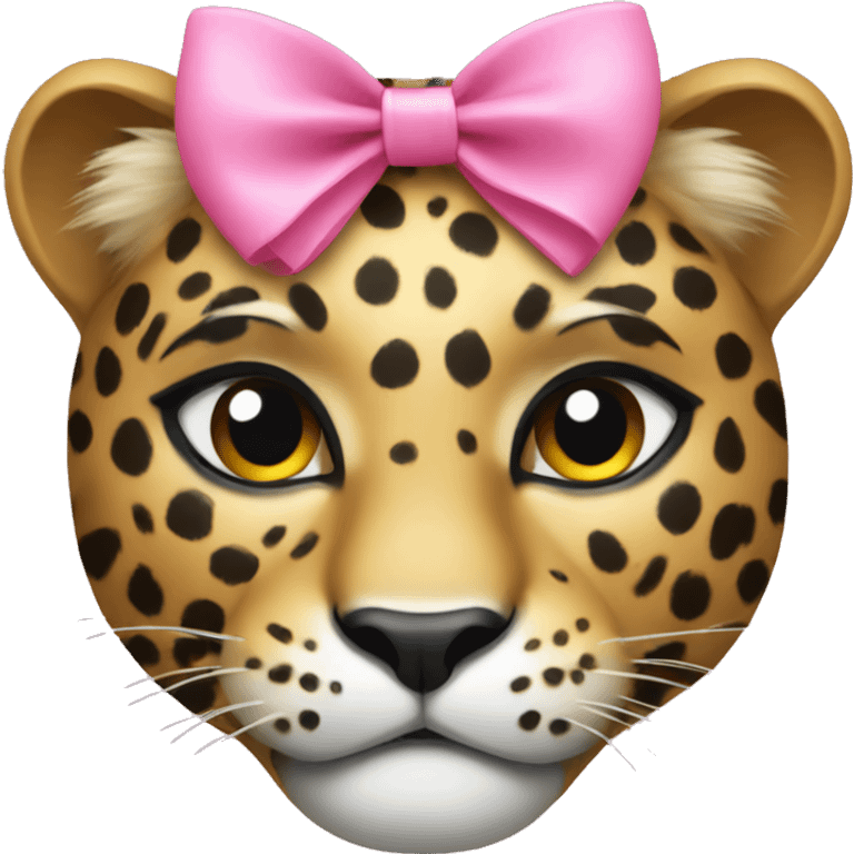 A leopard with a pink bow emoji