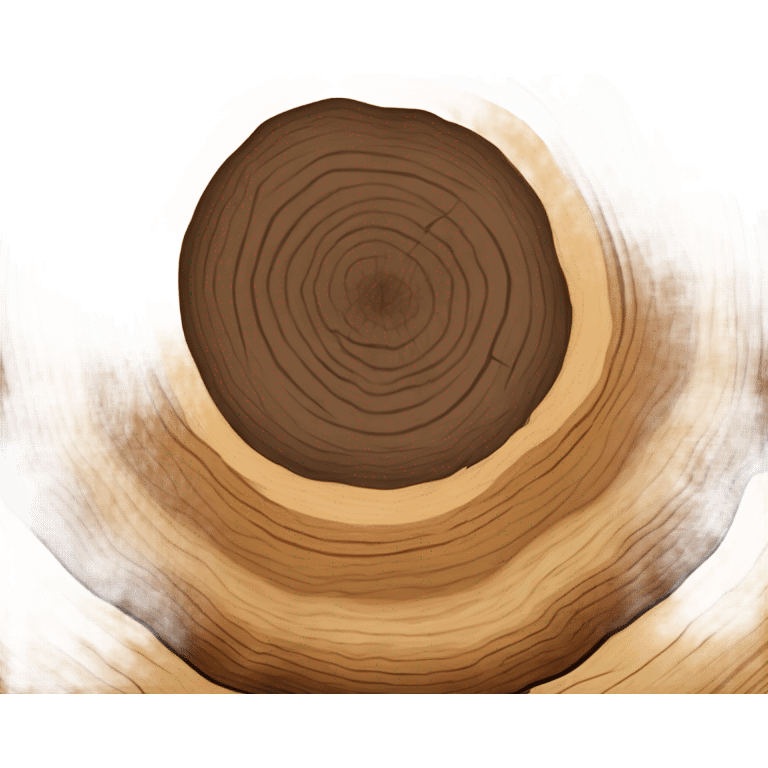 A realistic picture of a tree cut open in profile, round, where you can see the annual rings, more Details please emoji