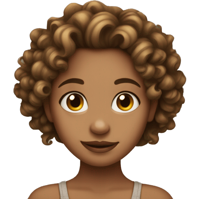 Pretty girl with curly brown hair and nose piercing  emoji