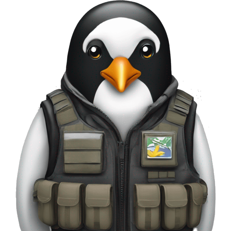 Penguin wearing a tactical vest￼ emoji