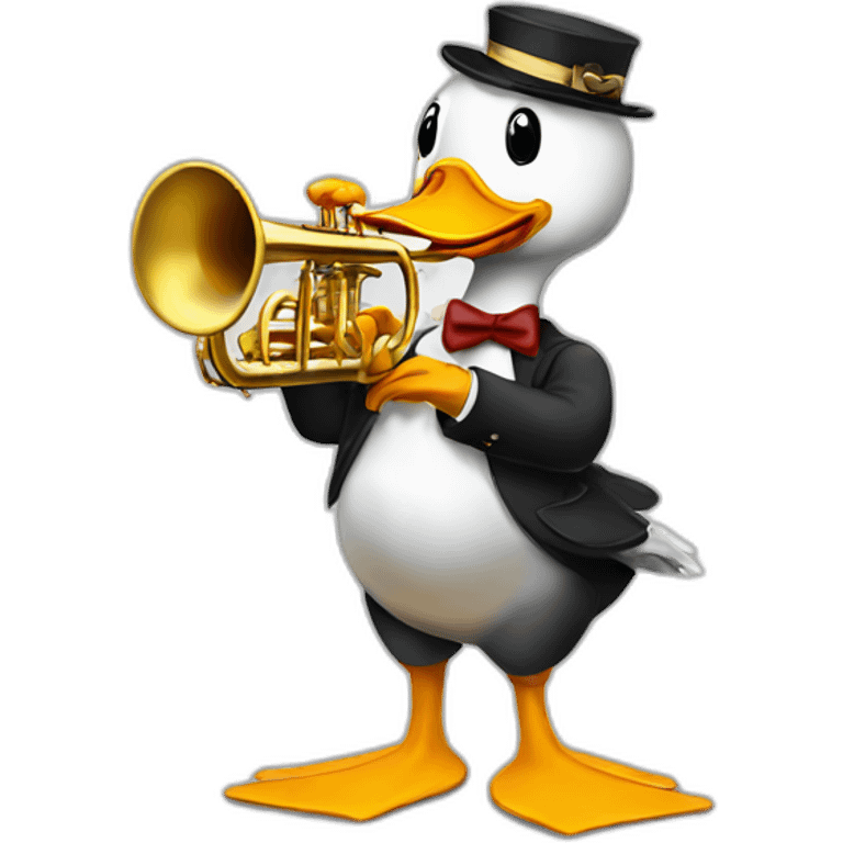 duck playing a trumpet emoji