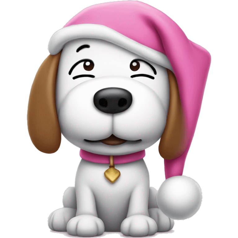 snoopy with a pink christmas hat emoji