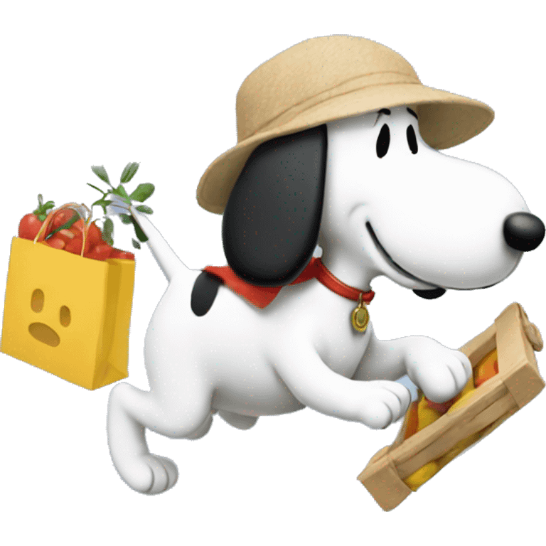 Snoopy in a hurry to shop  emoji