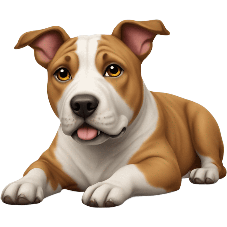 realistic Stafford bull terrier lying down emoji