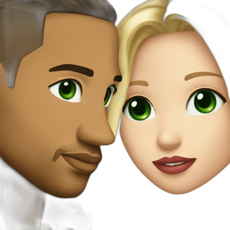 kiss-kiss romeo santos and girl green eyes and very long blond hair emoji