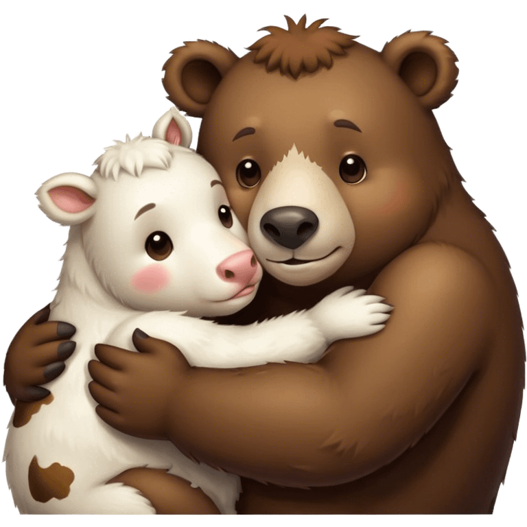 Bear hugging a cow emoji