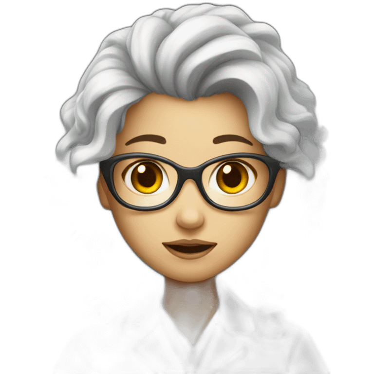 Girl scientist in a labcoat with a violent hair emoji