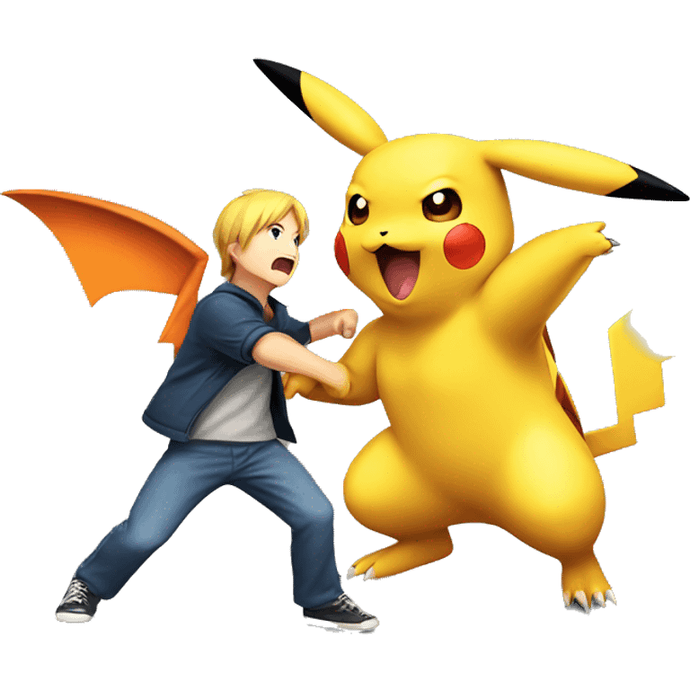 Pikachu fighting charizard  emoji