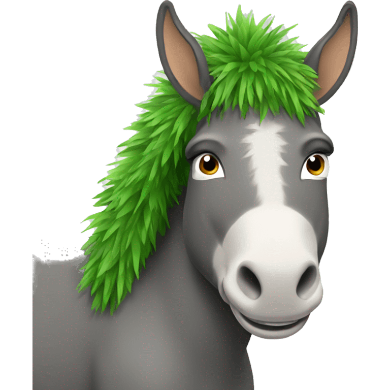 Donkey with green grass hair emoji