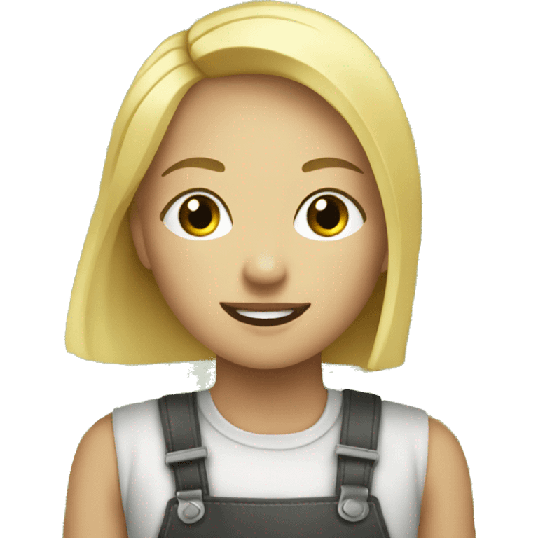 a girl with straight blonde hair eating crops emoji