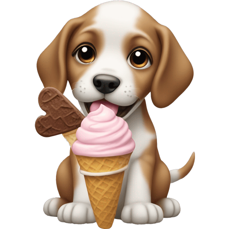 puppy eating ice cream emoji