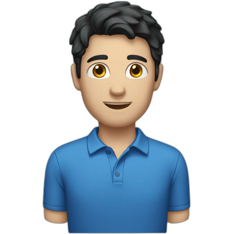 caucasian male, black hair, blue polo shirt emoji