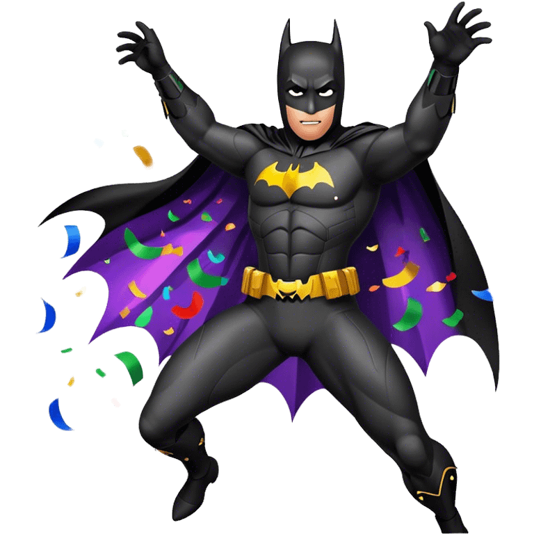 black Batman suit partying emoji