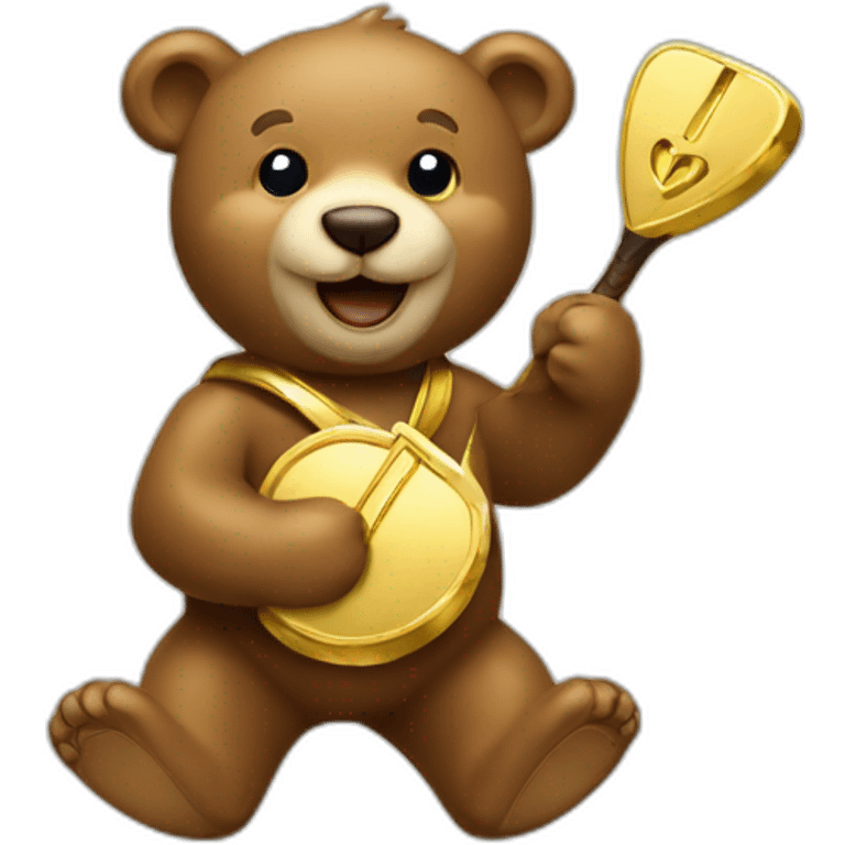 happy bear with gold pick emoji