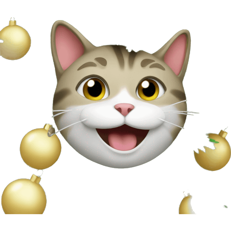 Cat stuck in christmas tree laughing emoji