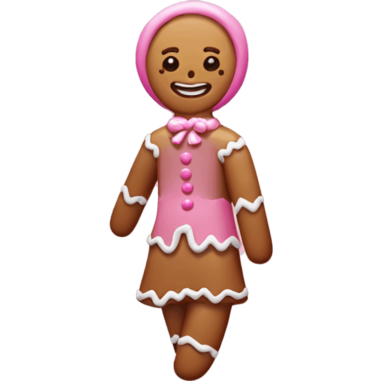 Pink gingerbread girl cookie emoji