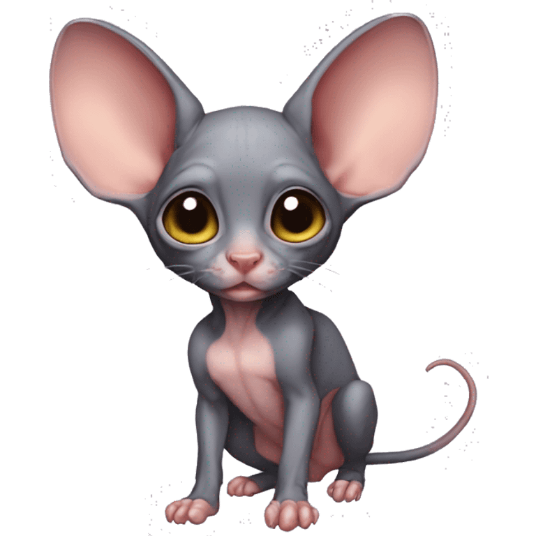 Cute Bat-Sphynx-Rat-Mouse-Hybrid full body emoji