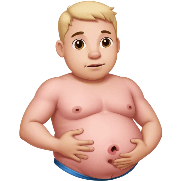 Half Pig half man holding belly emoji