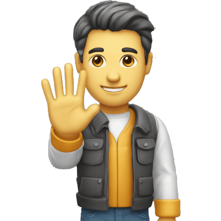 handsome developer waving hello hand emoji