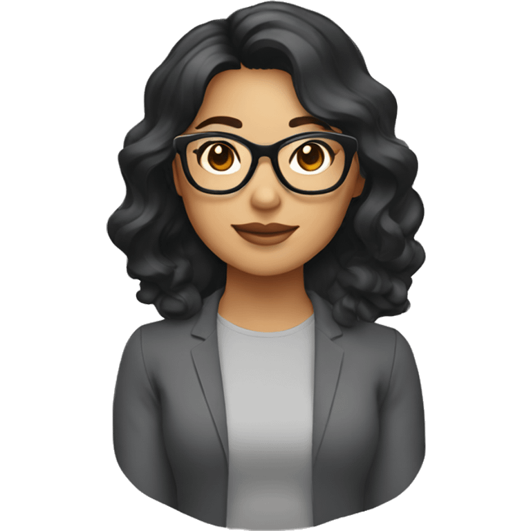 filipino woman with medium wavy hair and black square glasses emoji