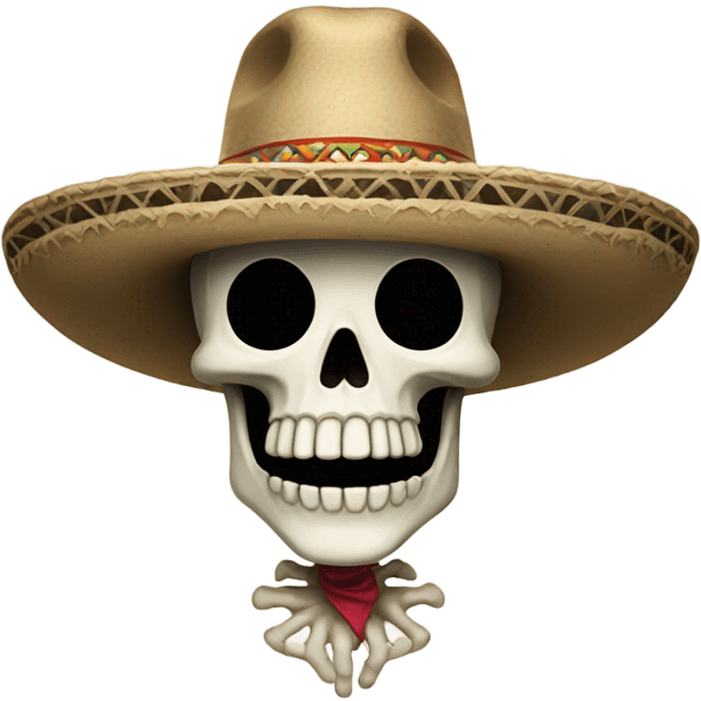 Skeleton with a large billowy mustache and sombrero  emoji