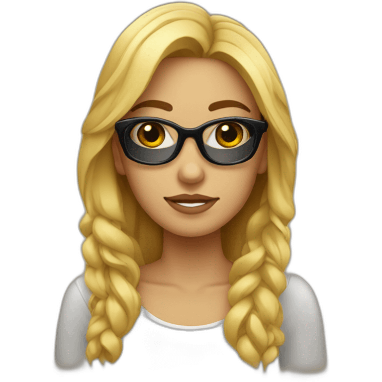 chica rubia con pelo largo y gafas negras emoji