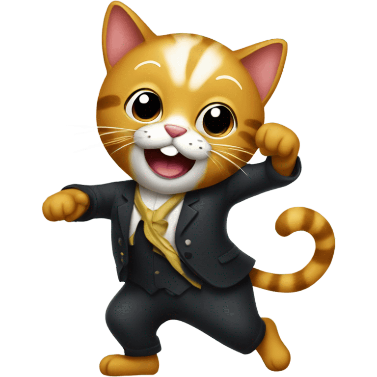 A cool cat doing a fancy dance emoji