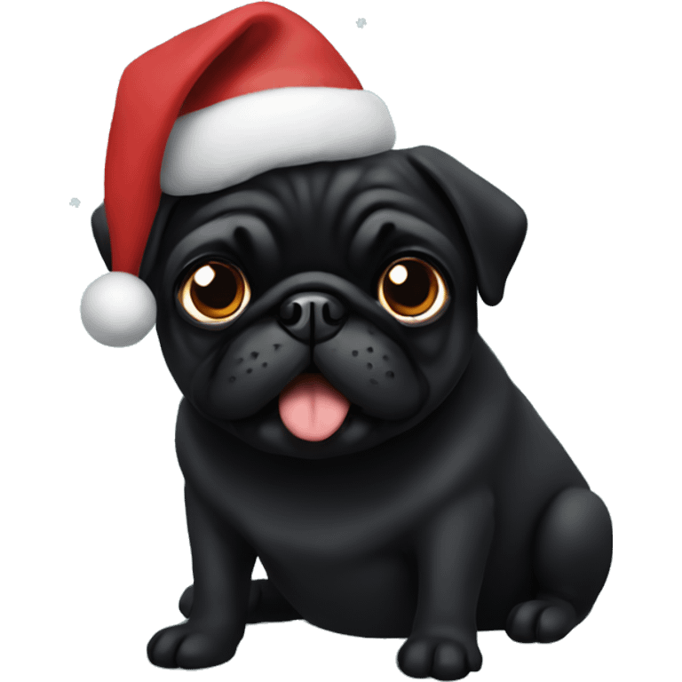 Black Christmas pug  emoji