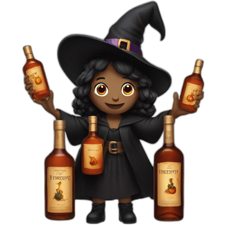 witch holding two hennessy bottles emoji