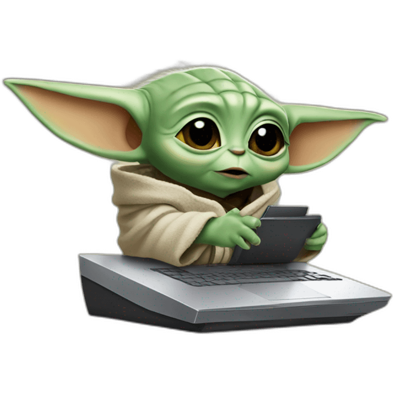 baby yoda with computer emoji