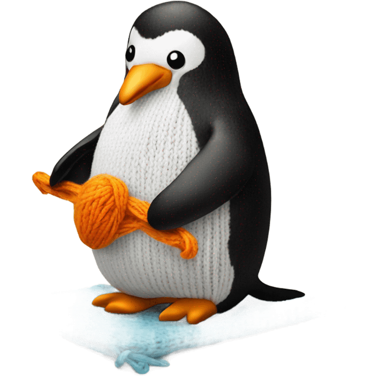 Penguin knitting emoji