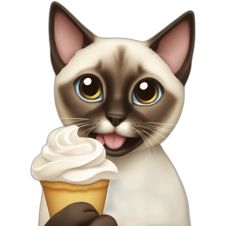 A Siamese cat eating whipped cream emoji