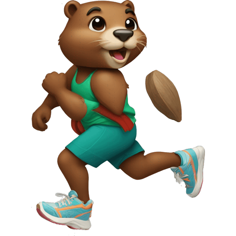 Running beaver in sneakers  emoji