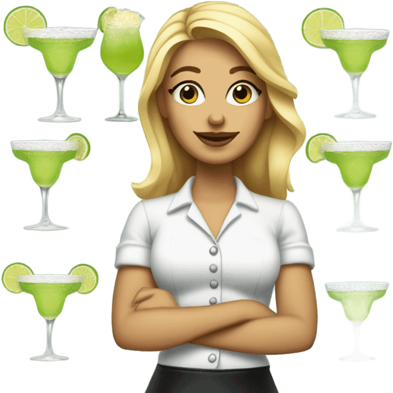 Blonde waitress with margaritas emoji