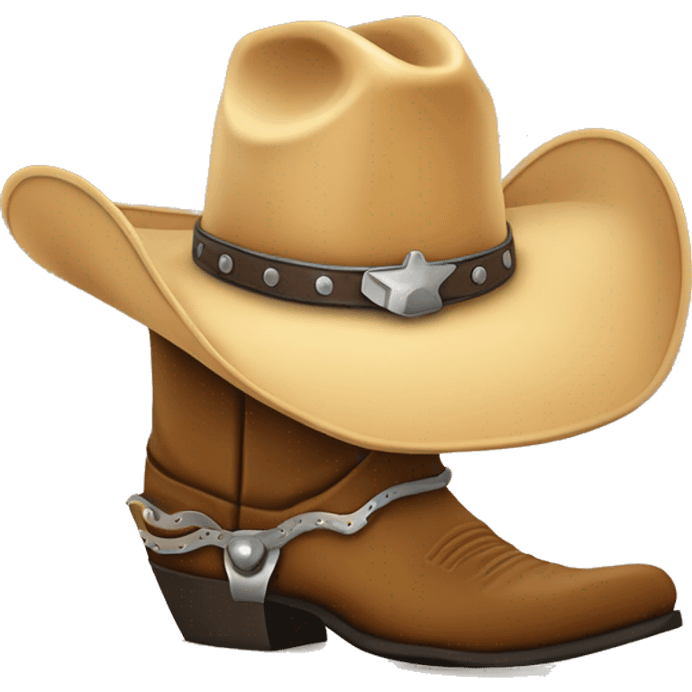 cowboy boot with spurs and a cowboy hat on top emoji