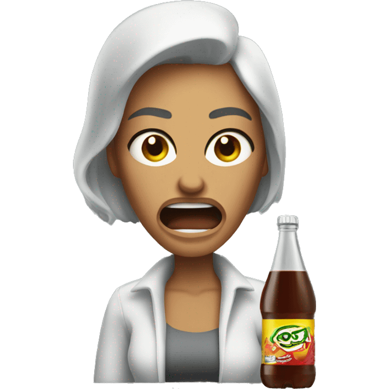 womman angry with bottle of coca emoji