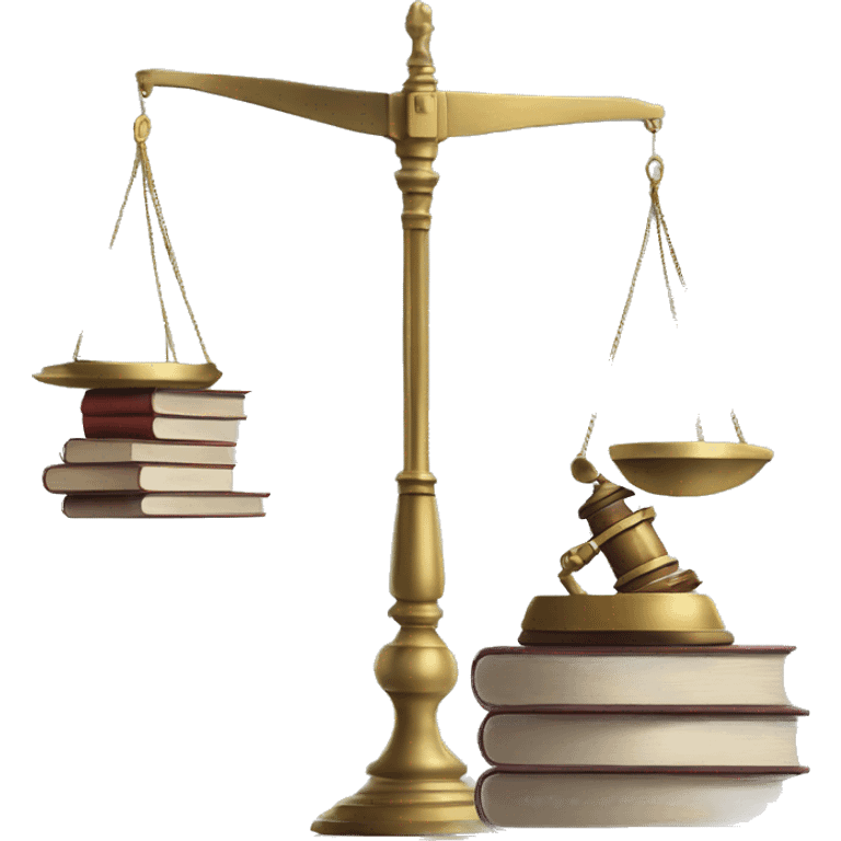 a balance of justice with a robot on one side and a book on the other side emoji